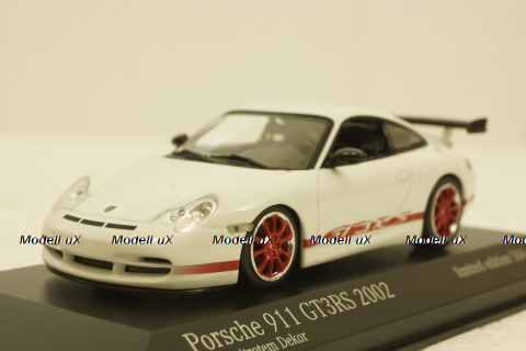 Porsche 911 (996) GT3 RS 2002, white/red rims, 403062028, Minichamps 1:43