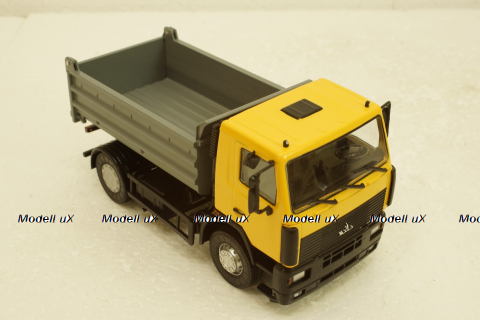 Маз-5550 самосвал, желтый/серый, АвтоИстория 1:43