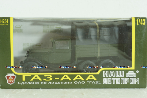 Газ-ААА, зеленый с тентом, Н254, Наш Автопром 1:43