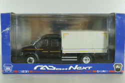 Газон NEXT C42R31 бортовой с тентом черный/серый Н231, Наш Автопром 1:43