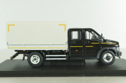 Газон NEXT C42R31 бортовой с тентом черный/серый Н231, Наш Автопром 1:43