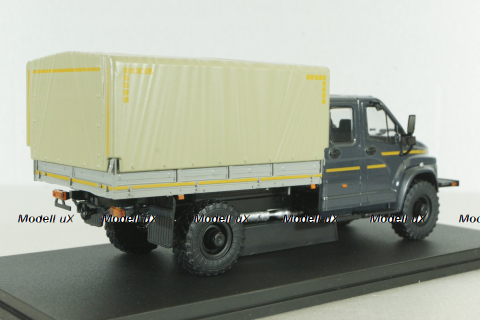 Газон NEXT C42А31 бортовой с тентом серый/бежевый Н235, Наш Автопром 1:43 Уценка!