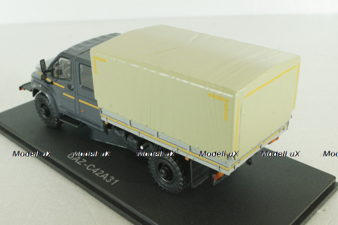 Газон NEXT C42А31 бортовой с тентом серый/бежевый Н235, Наш Автопром 1:43 Уценка!