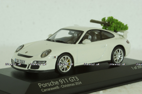 Porsche 911 GT3 (997), 2006, white, with Christmas Tree, 400065405, Minichamps 1:43