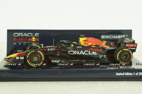 Oracle Red Bull Racing RB18, with pilot Max Verstappen, Winner Mexican GP 2022, 417222001, Minichamps 1:43