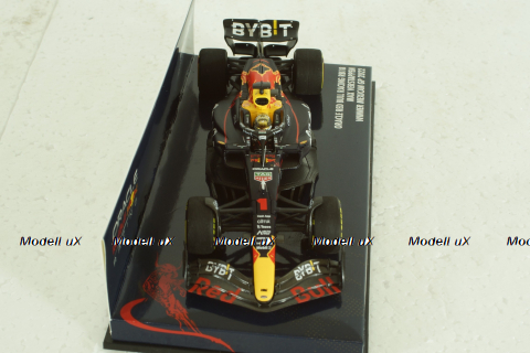 Oracle Red Bull Racing RB18, with pilot Max Verstappen, Winner Mexican GP 2022, 417222001, Minichamps 1:43