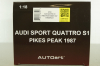 Audi Quattro S1, Pikes Peak Winner 1987 #1, W.Röhrl, white, 88700, Autoart 1:18