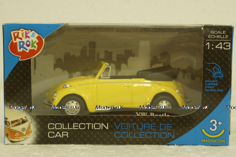Volkswagen Beetle cabriolet yellow, Rik&Rok (Cararama) 1:43