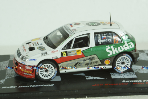 Skoda Fabia WRC #15, ADAC Rally Deutschland 2007, J.Kopecky/F.Schovanek, Vencedores de Rally , Altaya 1:43