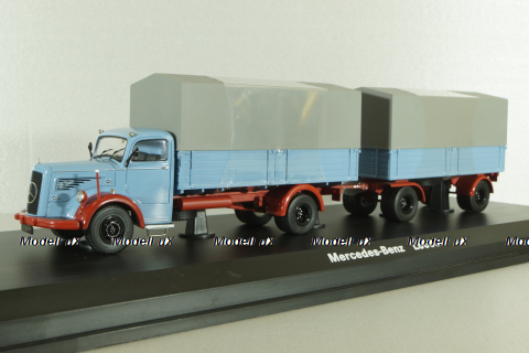 Mercedes L6600 with trailer, blue/grey, Schuco 1:43