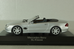 Mercedes SL 500 cabriolet (R230) 2001, silver, B66961924, Minichamps 1:43