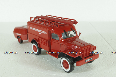 Dodge WC54 Truck Scala With Trailer 1949, Camions de Pompiers, Hachette 1:43