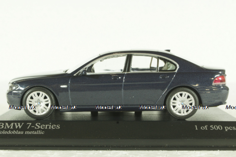 BMW 735 E65 7-Series, 2001, blue, 431020206, Minichamps 1:43
