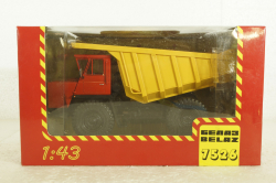 Белаз-7526 карьерный самосвал, красный/желтый, Н006, Наш Автопром 1:43