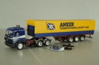 Mercedes SK 2435 tractor with semi trailer Anker, blue/yellow, Herpa 1:87