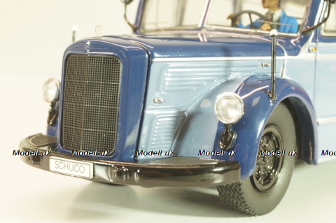 Mercedes-Benz O 6600  bus with figuren driver "Rothenburg O.D. Tauber"  1951 , blue/light blue, 02743, Schuco 1:43