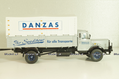 Bussing 8000 truck with trailer "Danzas" 1950 #1, grey, 06253, Schuco 1:43 