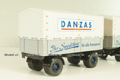 Bussing 8000 truck with trailer "Danzas" 1950 #2, grey, 06253, Schuco 1:43