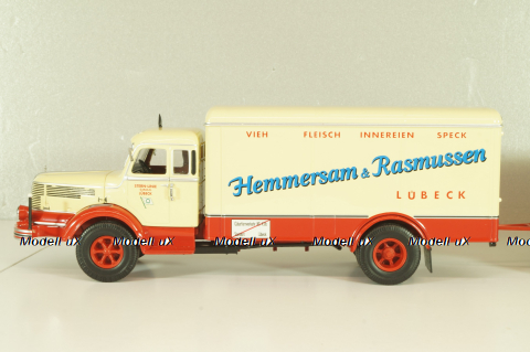 Krupp Titan with trailer "Hemmersam & Rasmussen" Lubeck, cream/red,  Minichamps 1:43