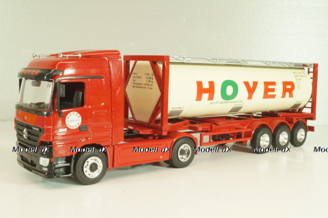 Mercedes-Benz Actros 1846 tractor with semi trailer tankwechsel system "Hoyer", red/white, 564/02, NZG 1:43