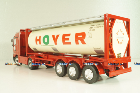 Mercedes-Benz Actros 1846 tractor with semi trailer tankwechsel system "Hoyer", red/white, 564/02, NZG 1:43