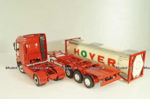 Mercedes-Benz Actros 1846 tractor with semi trailer tankwechsel system "Hoyer", red/white, 564/02, NZG 1:43