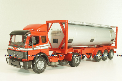 Mercedes-Benz 1748 S  tractor with semi trailer tankwechsel system, red/silver, 317/2, NZG 1:43