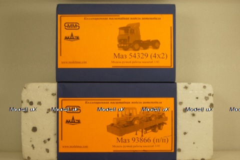 МАЗ-54329 седельный тягач с 2-х осным п/п МАЗ-93866, Студия А.В.Жуковского 1:43