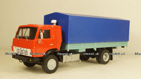 Камаз-5325 Тент, длинный кузов красный/голубой, Алник 1:43