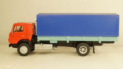 Камаз-5325 Тент, длинный кузов красный/голубой, Алник 1:43