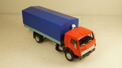 Камаз-5325 Тент, длинный кузов красный/голубой, Алник 1:43