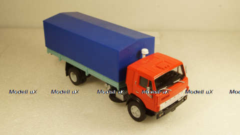 Камаз-5325 Тент, длинный кузов красный/голубой, Алник 1:43