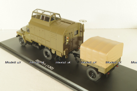 СКП-11(130) Стартовый командный пункт на шасси Зил-130 с прицепом 1962, хаки, военный, SSM7069, SSM 1:43