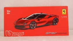 Ferrari SF90 hybrid stradale 2019 red, Burago 1:43