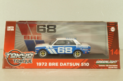 Datsun 510 BRE #68 1972, white/blue, 86346, Greenlight 1:43