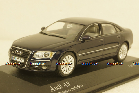 Audi A8 D3, Facelift 2005, dark blue, 400011802, Minichamps 1:43