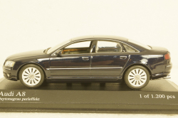 Audi A8 D3, Facelift 2005, dark blue, 400011802, Minichamps 1:43