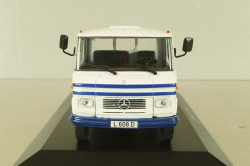 Mercedes L 608 D (W309) tow truck 1980, white/blue, MBOMS076, Altaya, Mercedes-Benz Offizielle Modell Sammlung #76, 1:43