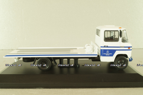 Mercedes L 608 D (W309) tow truck 1980, white/blue, MBOMS076, Altaya, Mercedes-Benz Offizielle Modell Sammlung #76, 1:43