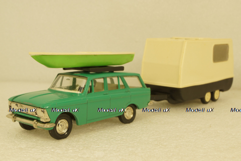 Москвич-426 зеленый с прицепом Дача, Фирма Досуг 1:43