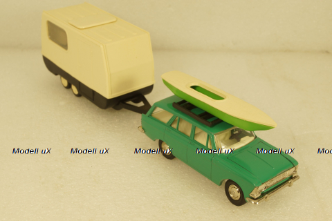 Москвич-426 зеленый с прицепом Дача, Фирма Досуг 1:43