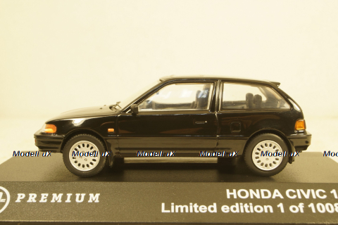 Honda Civic 1987 black, T9P-10004, Triple 9 1:43
