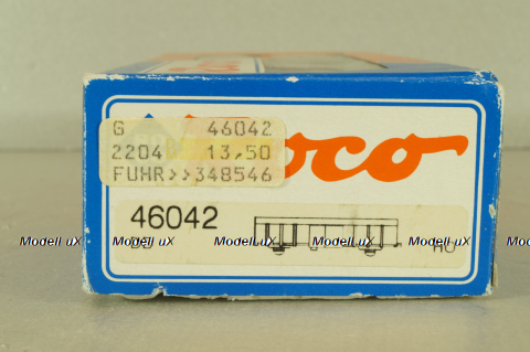 Вагон грузовой, крытый, 2-х осный DB, коричневый, HO, 46042, Roco 1:87