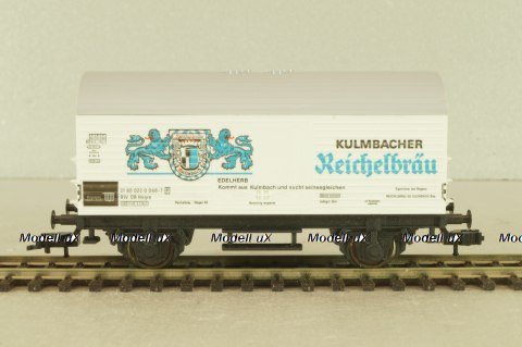 Вагон грузовой, закрытый beer "Kulmbacher Reichelbräu" 2-х осный DB, эпоха III, белый, HO, 5046, Fleischmann H0 1:87