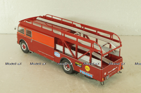 Fiat 642 RN2 Bartoletti racing car transporter 1957, red, Camion D'epoca #76, 1:43