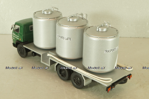 Fiat 673 NR Trasporto Latte 1969, green/silver, Camion D'epoca #73, 1:43