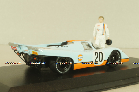 Porsche 917K Gulf #20 with figuren Steve McQueen, blue, McQueen Collection, 86435, Greenlight 1:43