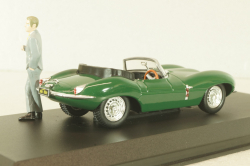 Jaguar XKSS 1957 with figuren Steve McQueen, green, McQueen Collection, 86434, Greenlight 1:43