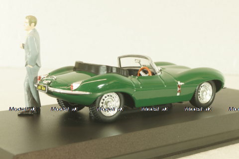 Jaguar XKSS 1957 with figuren Steve McQueen, green, McQueen Collection, 86434, Greenlight 1:43