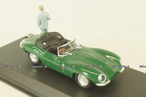 Jaguar XKSS 1957 with figuren Steve McQueen, green, McQueen Collection, 86434, Greenlight 1:43